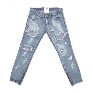 One Teaspoon Trashed Free Birds Skinny Ankle Zip Distress Destroy Jeans Size 25